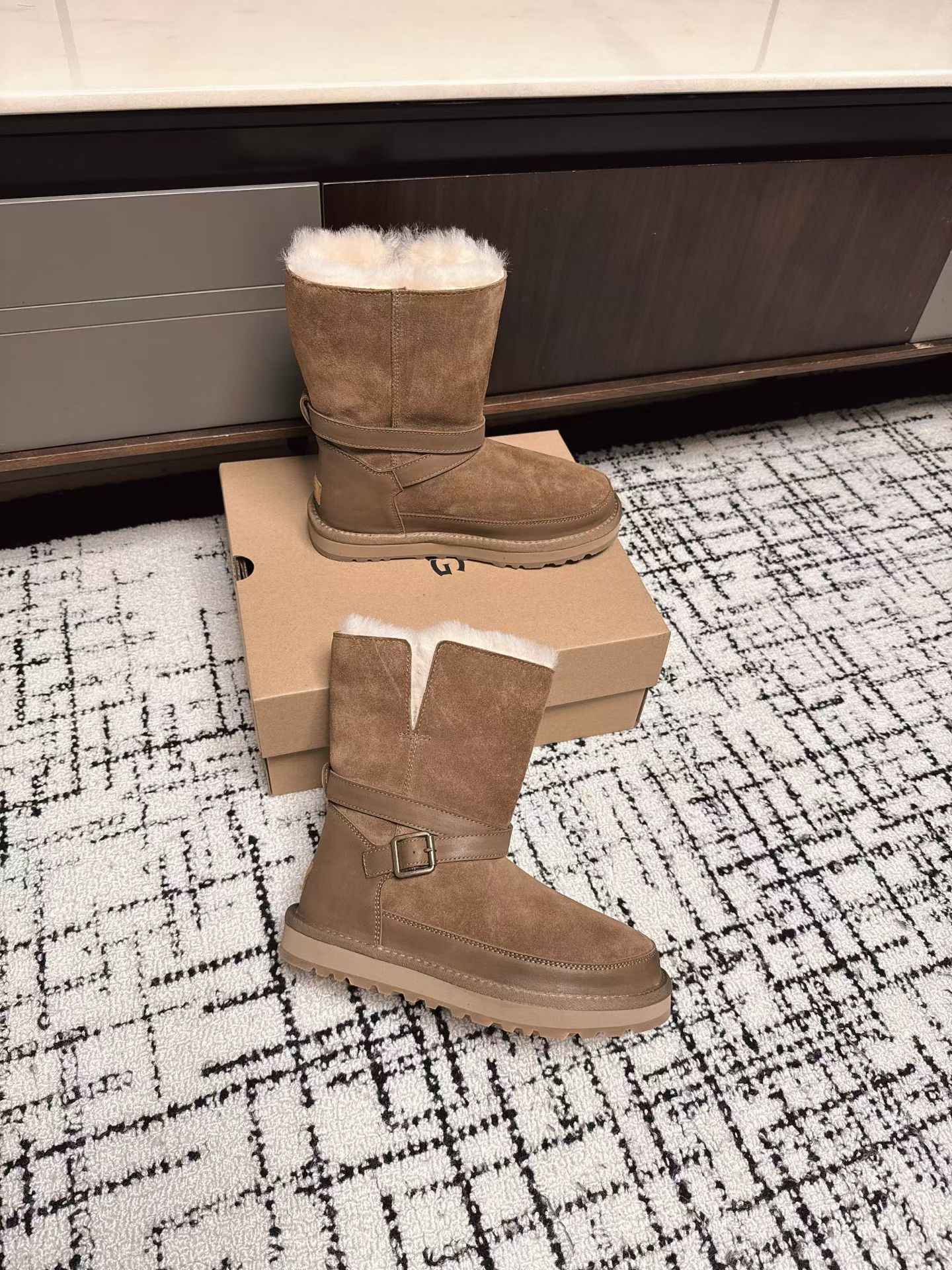 Ugg Women's Classic Short II Shearling Boots with Buckle Strap - Chestnut