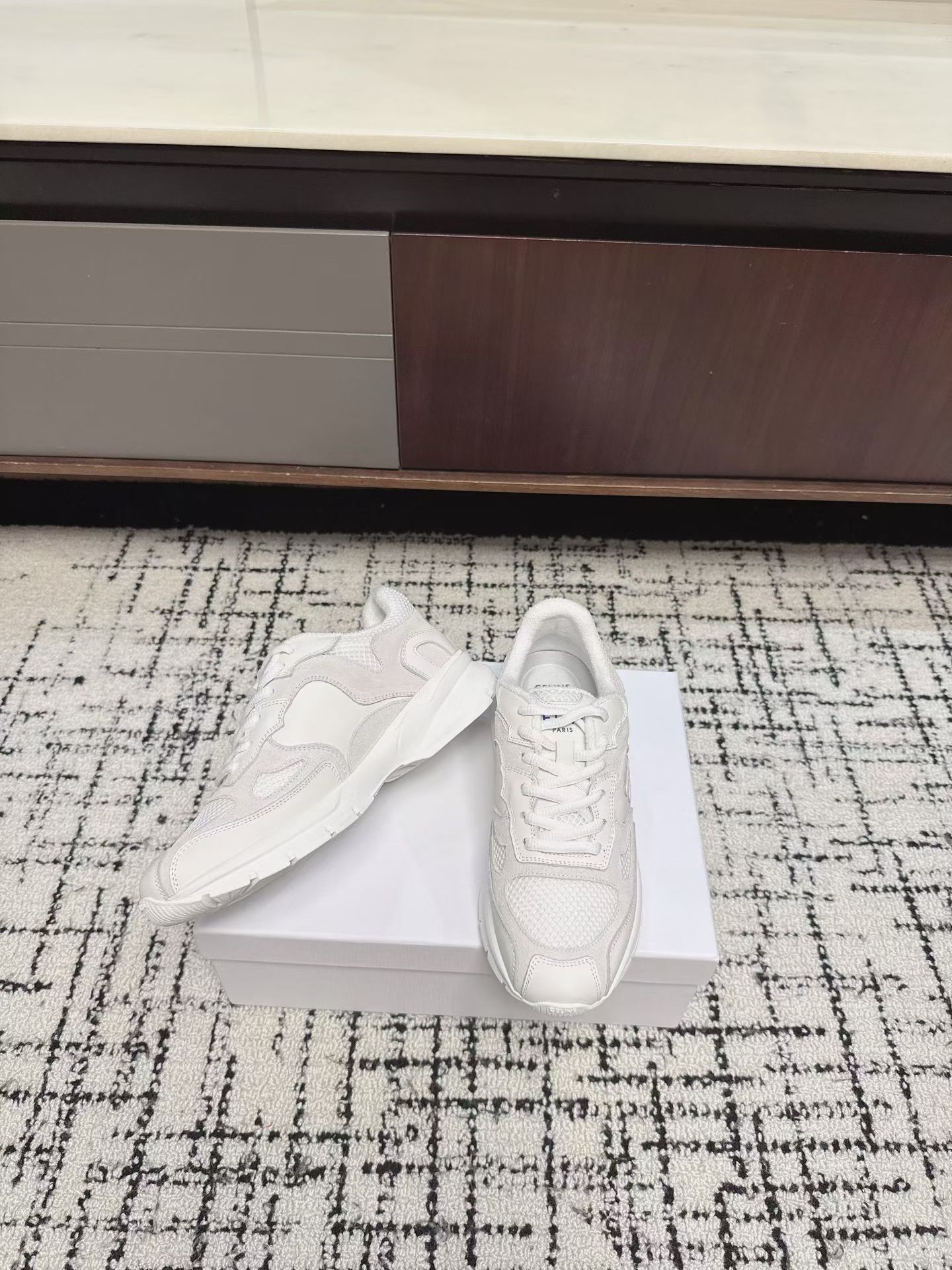 Celine Off White Triomphe Mesh Sneakers