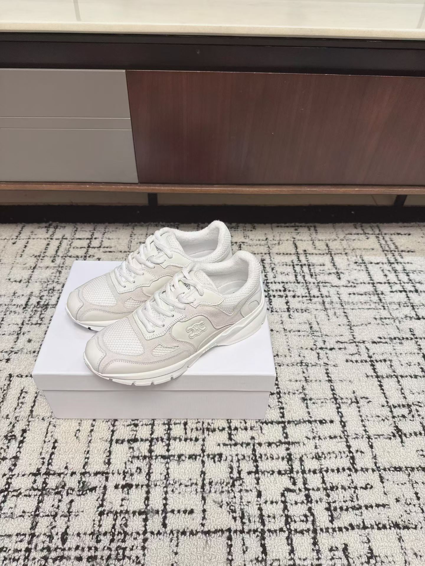 Celine Off White Triomphe Mesh Sneakers