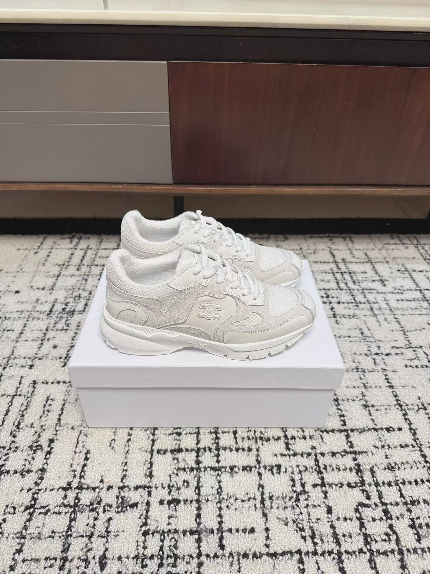Celine Off White Triomphe Mesh Sneakers