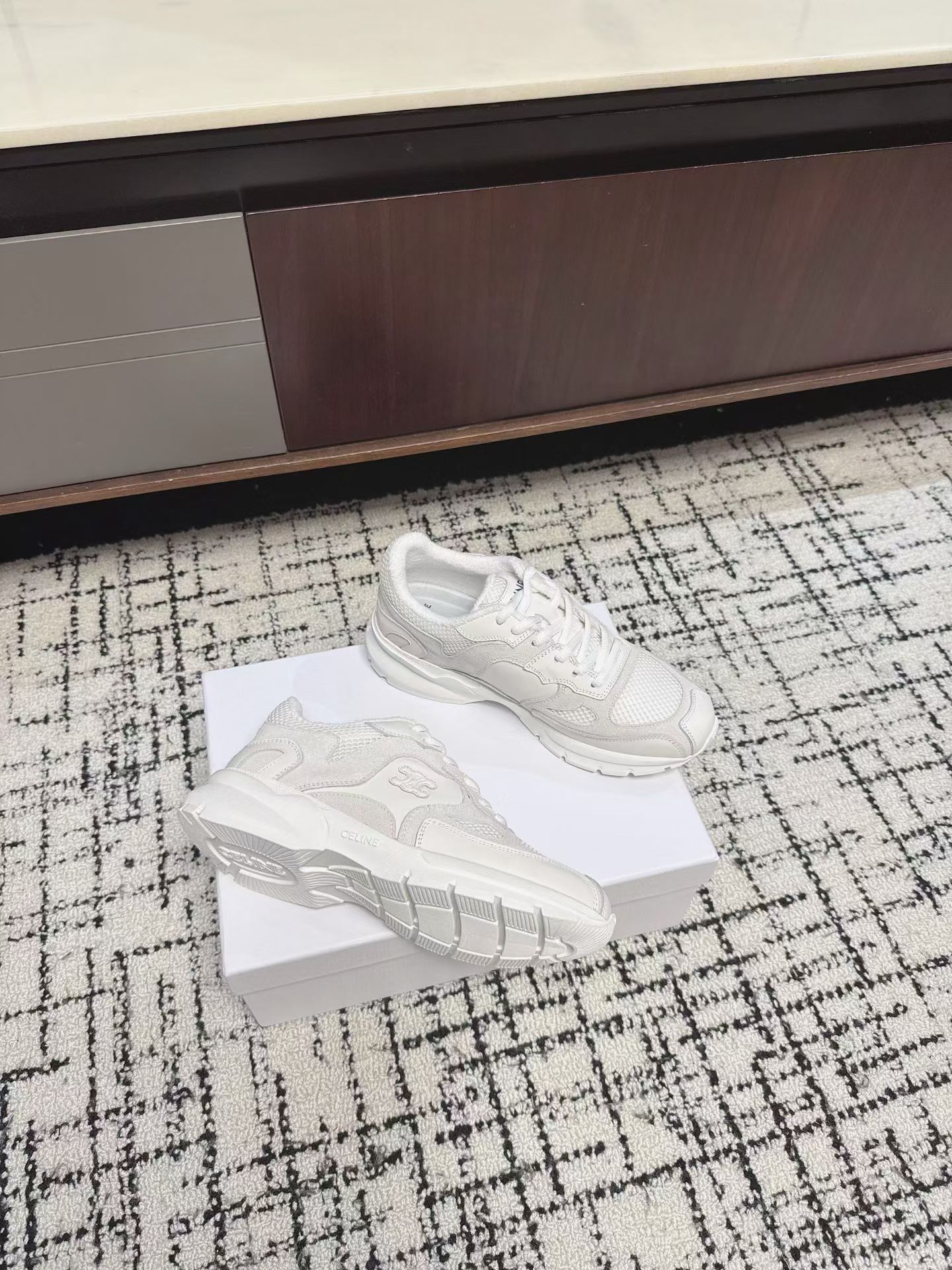 Celine Off White Triomphe Mesh Sneakers