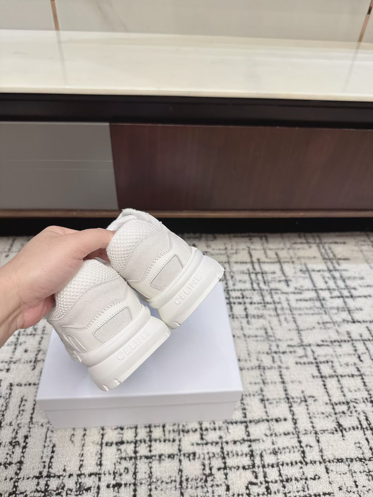 Celine Off White Triomphe Mesh Sneakers
