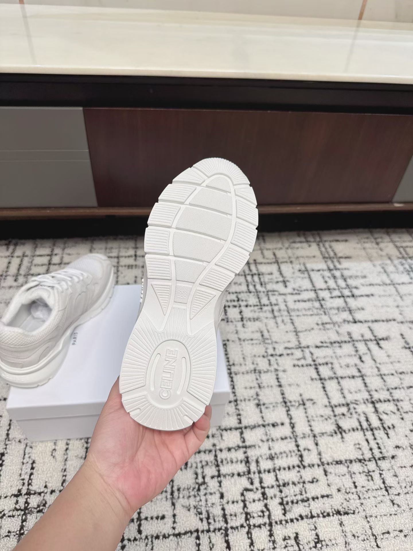Celine Off White Triomphe Mesh Sneakers