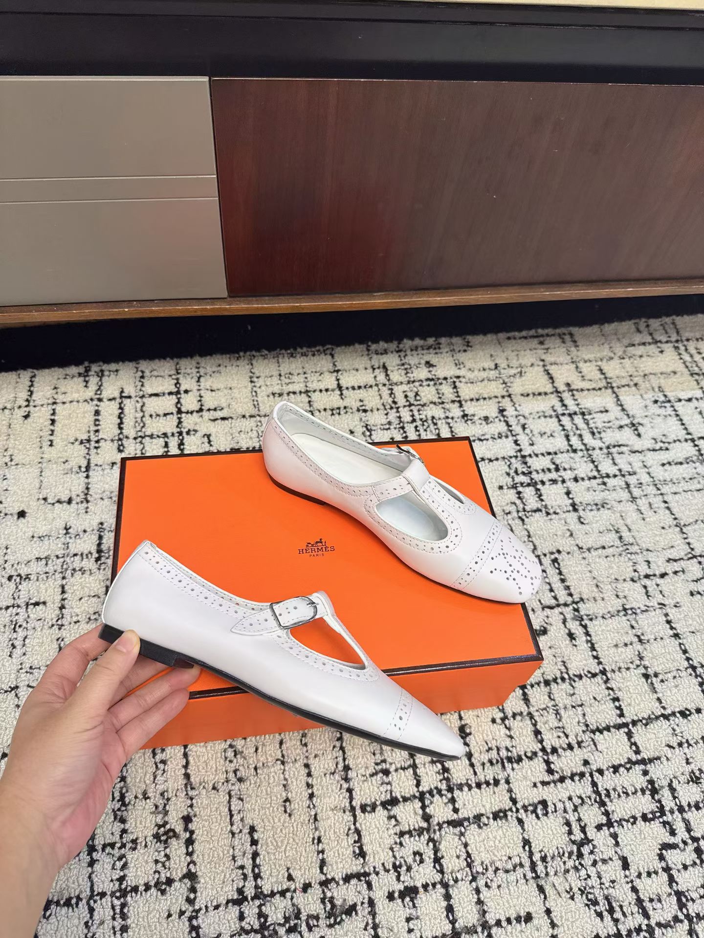 Hermès Brogue Mary Jane Flats