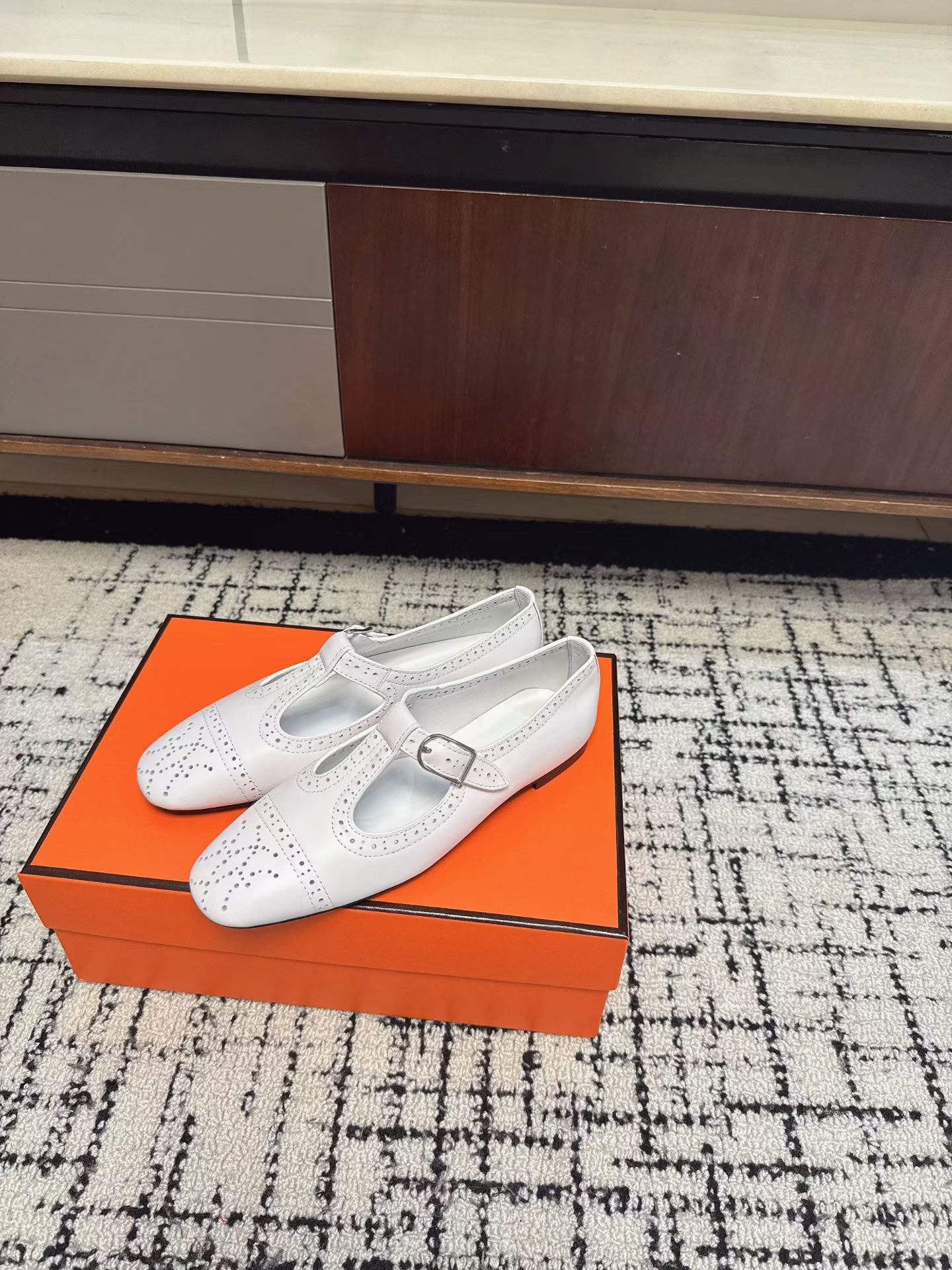 Hermès Brogue Mary Jane Flats