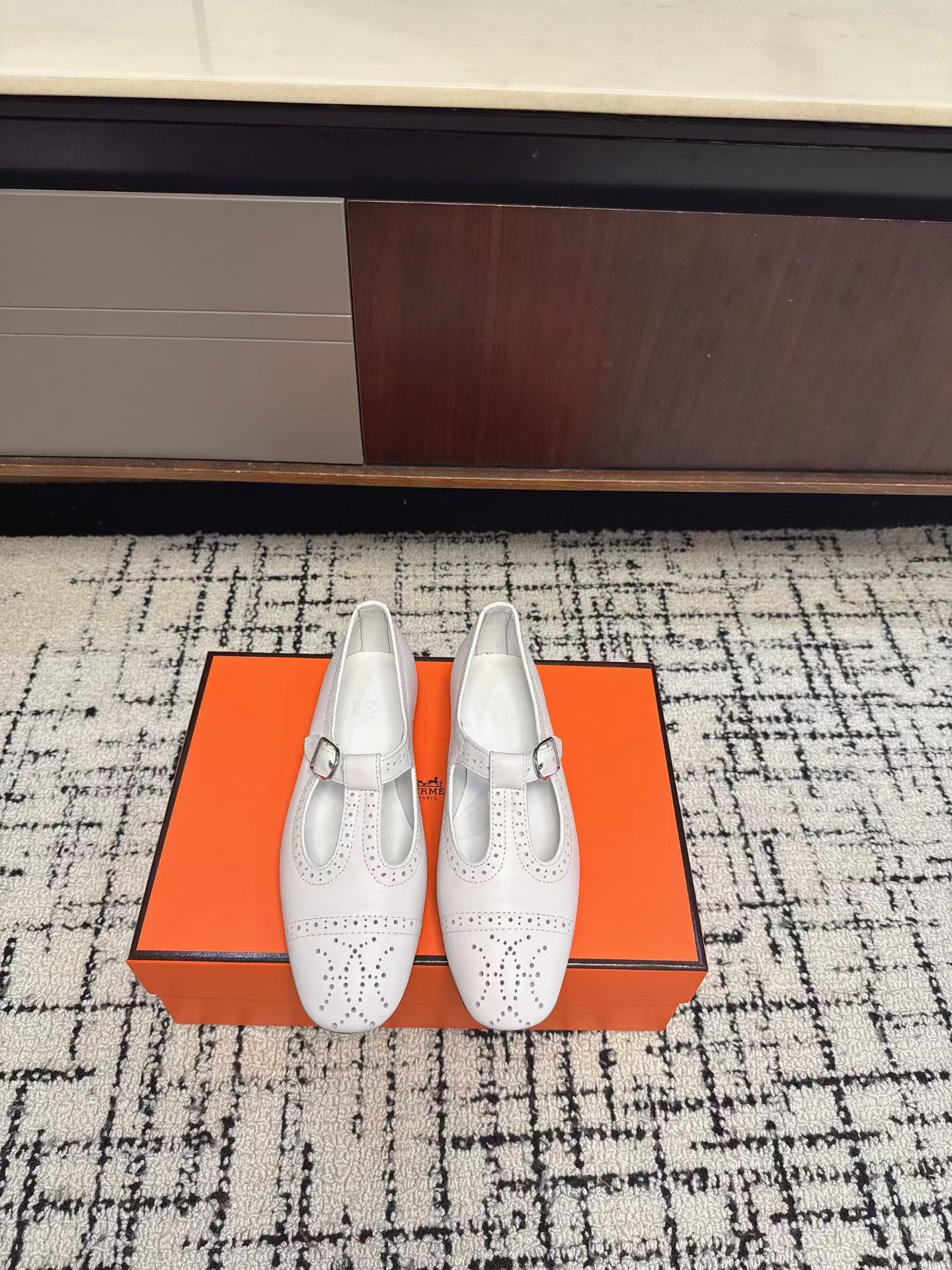 Hermès Brogue Mary Jane Flats