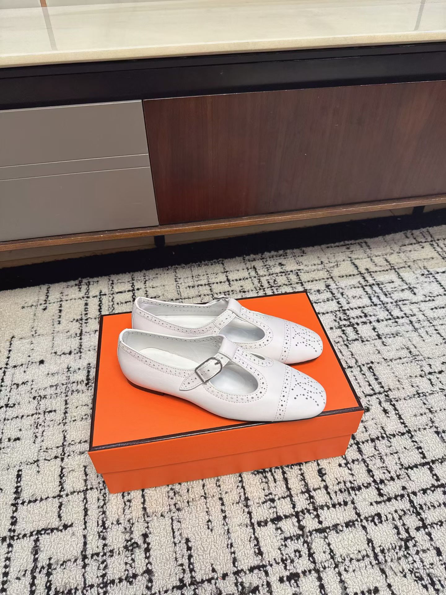Hermès Brogue Mary Jane Flats