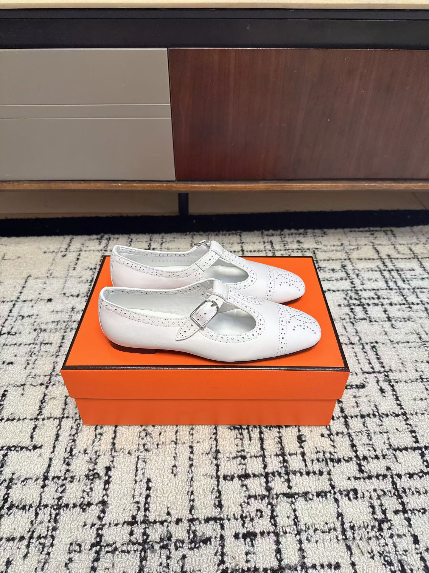Hermès Brogue Mary Jane Flats