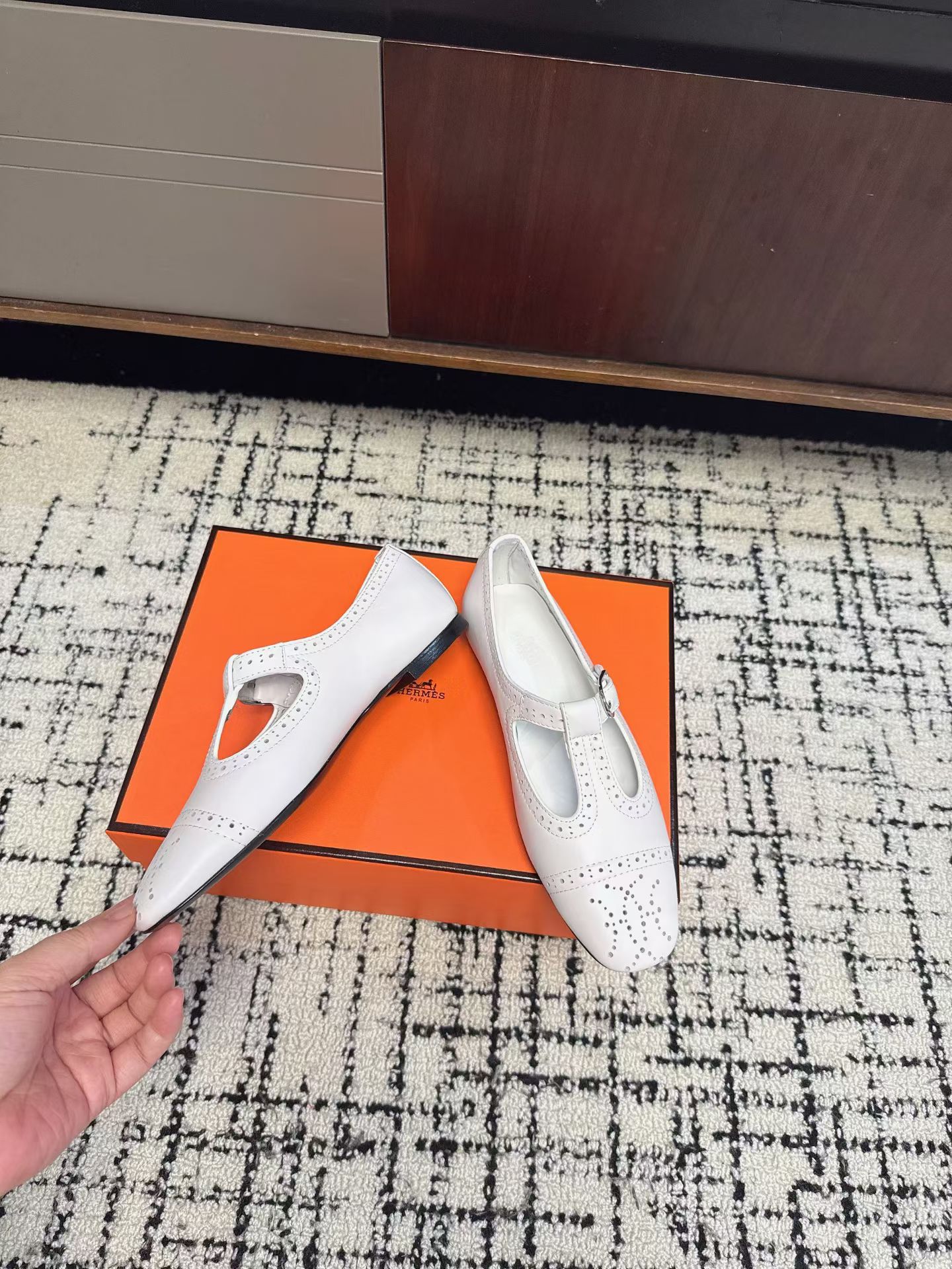 Hermès Brogue Mary Jane Flats