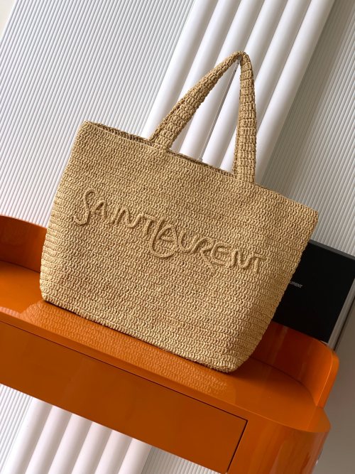 Yves Saint Laurent Raffia Tote Bag - Stylish Handwoven Design 1 Yves Saint Laurent Raffia Tote Bag - Stylish Handwoven Design