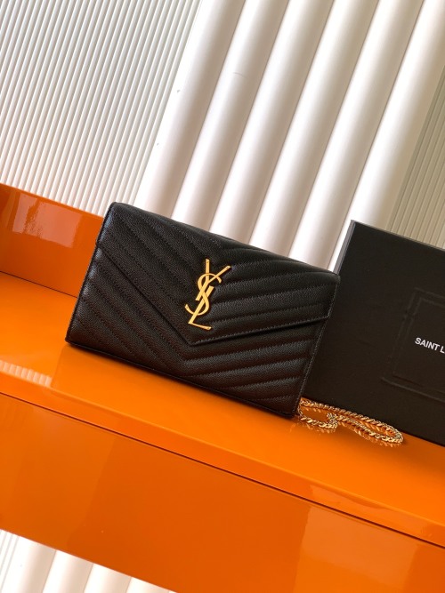 Yves Saint Laurent Monogram Leather Envelope Wallet-on-Chain Clutch 1 Yves Saint Laurent Monogram Leather Envelope Wallet-on-Chain Clutch