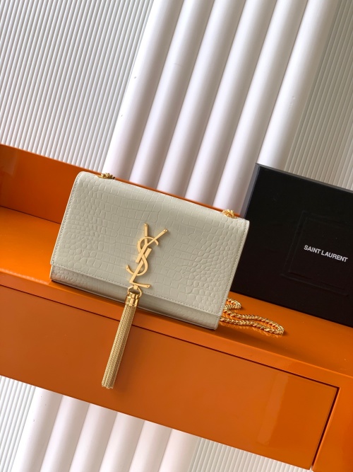 Yves Saint Laurent Kate Crocodile Embossed Leather Chain Crossbody Bag