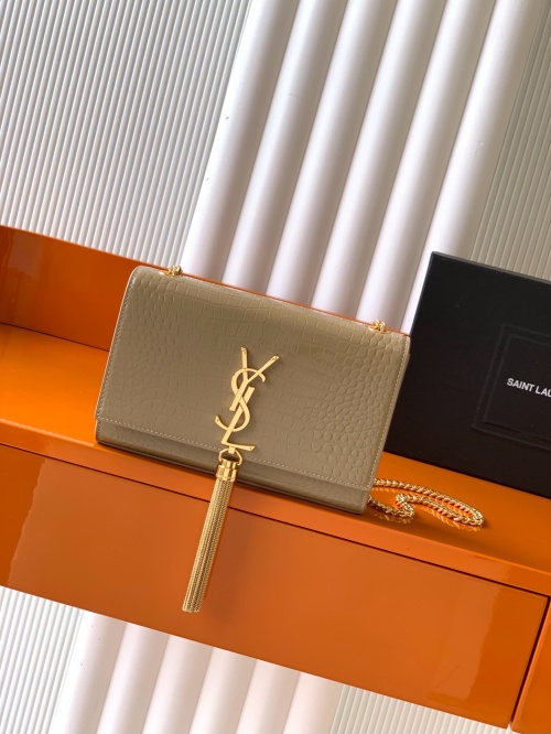 Yves Saint Laurent Kate Crocodile Embossed Leather Chain Shoulder Bag, Beige 1 Yves Saint Laurent Kate Crocodile Embossed Leather Chain Shoulder Bag, Beige