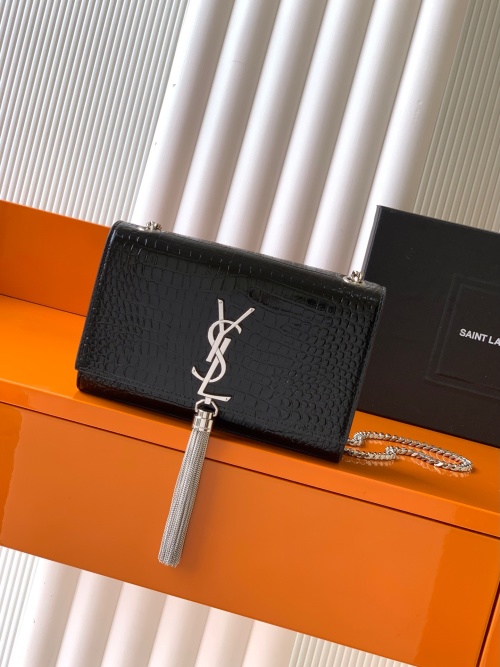 Yves Saint Laurent Kate Chain Bag in Crocodile Embossed Leather - Black 1 Yves Saint Laurent Kate Chain Bag in Crocodile Embossed Leather - Black