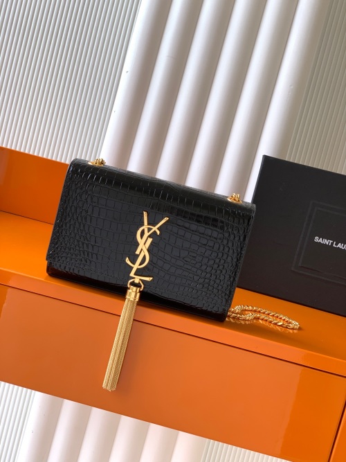 Yves Saint Laurent Kate Chain Bag in Crocodile Embossed Leather, Black 1 Yves Saint Laurent Kate Chain Bag in Crocodile Embossed Leather, Black