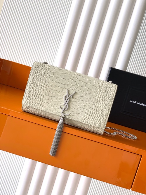 Yves Saint Laurent Kate Crocodile Embossed Leather Chain Crossbody Bag