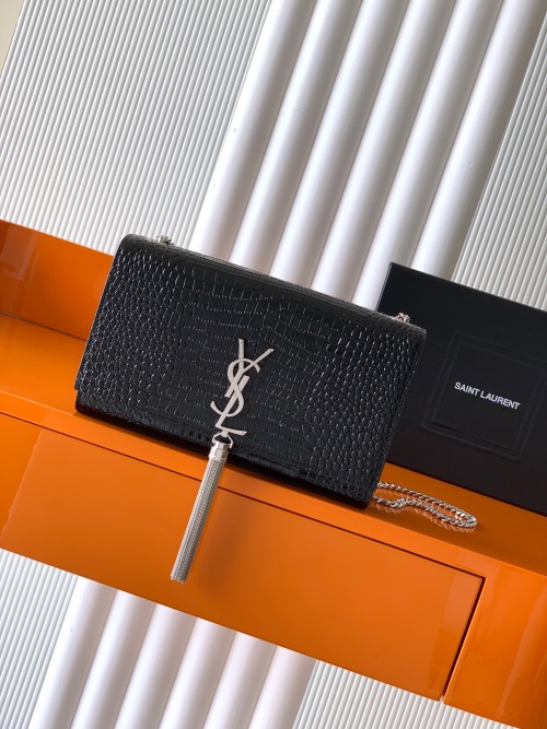 Yves Saint Laurent Kate Crocodile Embossed Leather Chain Crossbody Bag 1 Yves Saint Laurent Kate Crocodile Embossed Leather Chain Crossbody Bag