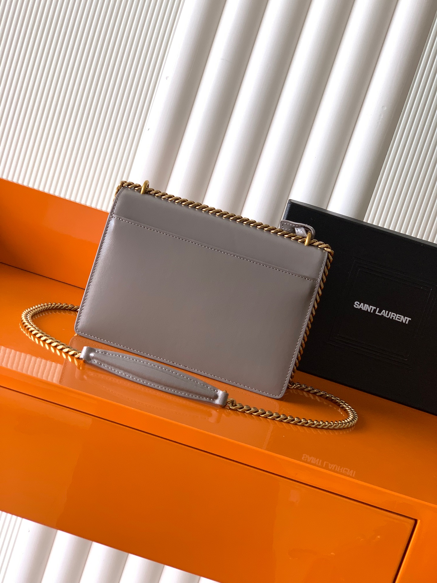 独家背景 灰牙签纹/金 日落バッグ 高品質正規品