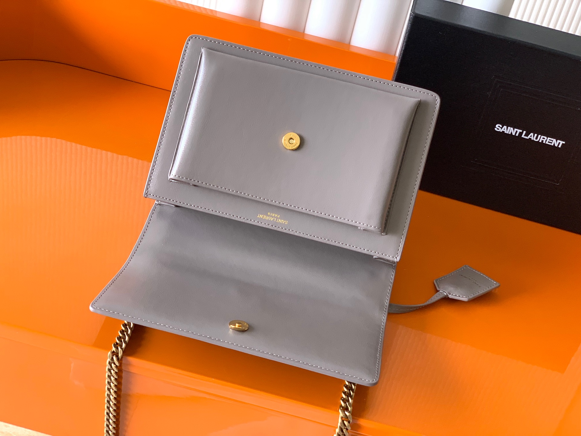 独家背景 灰牙签纹/金 日落バッグ 高品質正規品