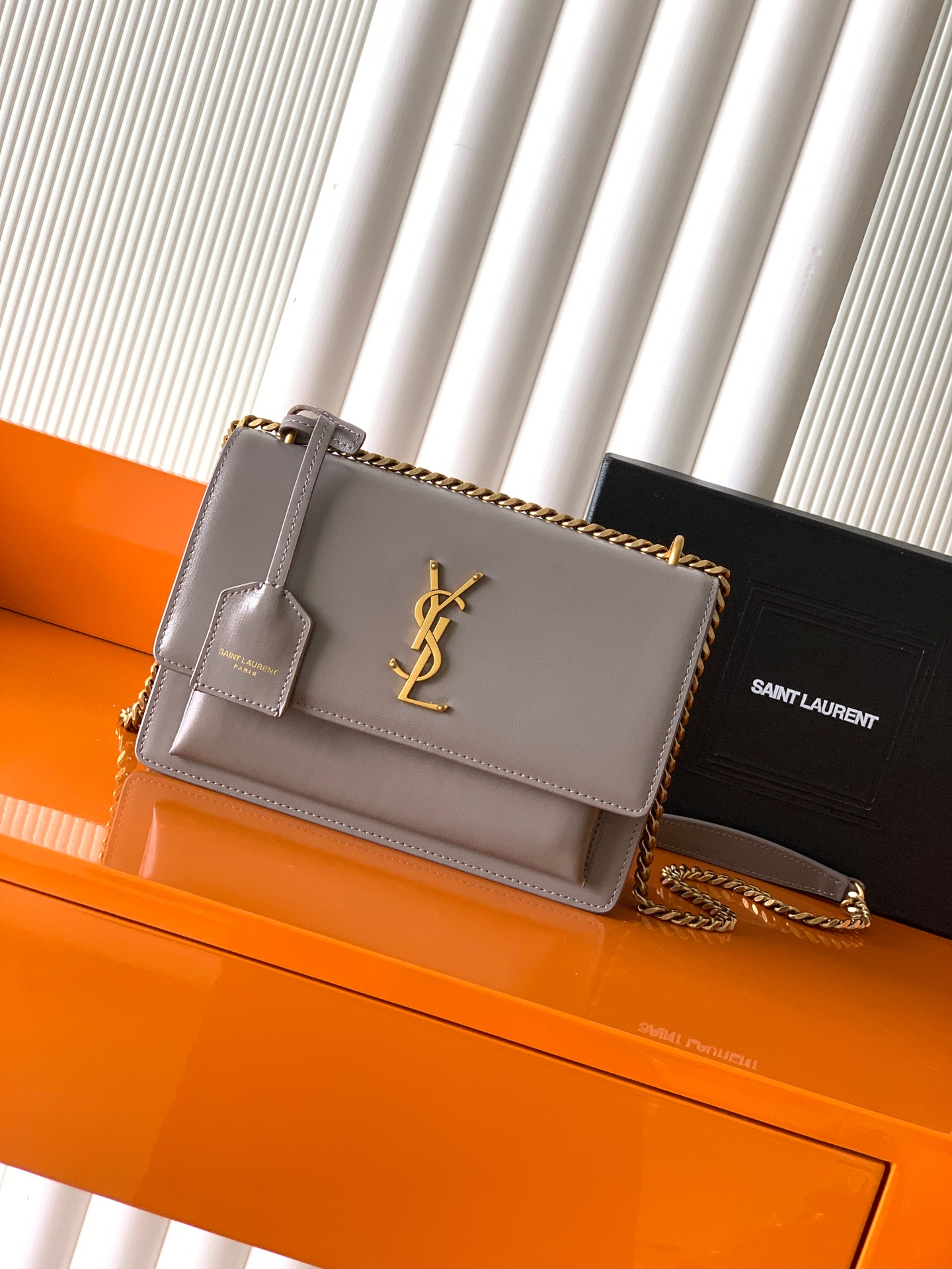 独家背景 灰牙签纹/金 日落バッグ 高品質正規品