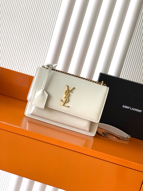 Yves Saint Laurent Sunset White Leather Gold Hardware Shoulder Bag 1 Yves Saint Laurent Sunset White Leather Gold Hardware Shoulder Bag