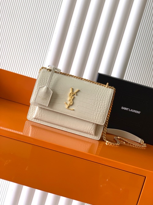 Yves Saint Laurent Sunset, 22cm Crocodile Embossed Leather Shoulder Bag 1 Yves Saint Laurent Sunset, 22cm Crocodile Embossed Leather Shoulder Bag