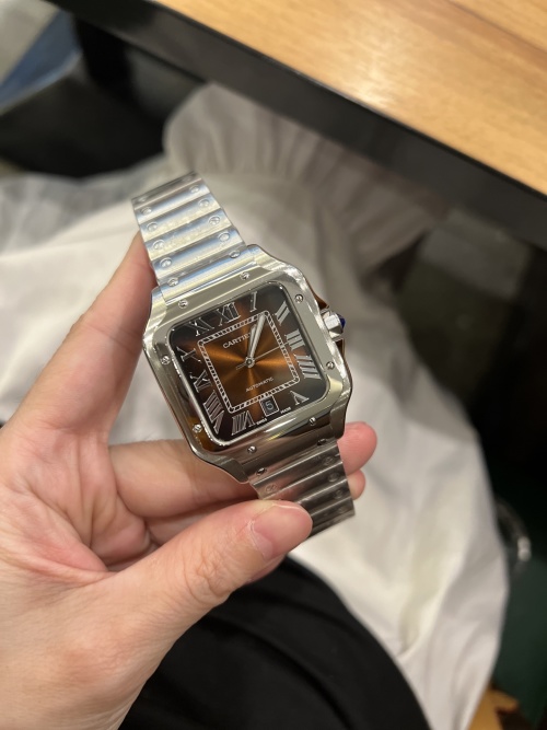 Cartier Santos de Cartier Automatic Silver Stainless Steel Brown Dial Watch 1 Cartier Santos de Cartier Automatic Silver Stainless Steel Brown Dial Watch
