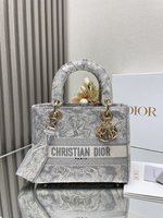 Dior Lady Taschen Handtaschen Umhängetaschen  & Schultertaschen Grau Stickerei Fashion
