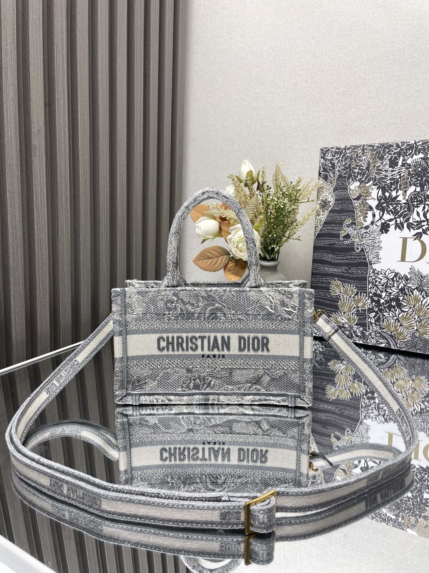 Dior Book Tote Buy
 Handbags Tote Bags Replica AAA+ Designer
 Beige Grey Embroidery Spring Collection Oblique Mini