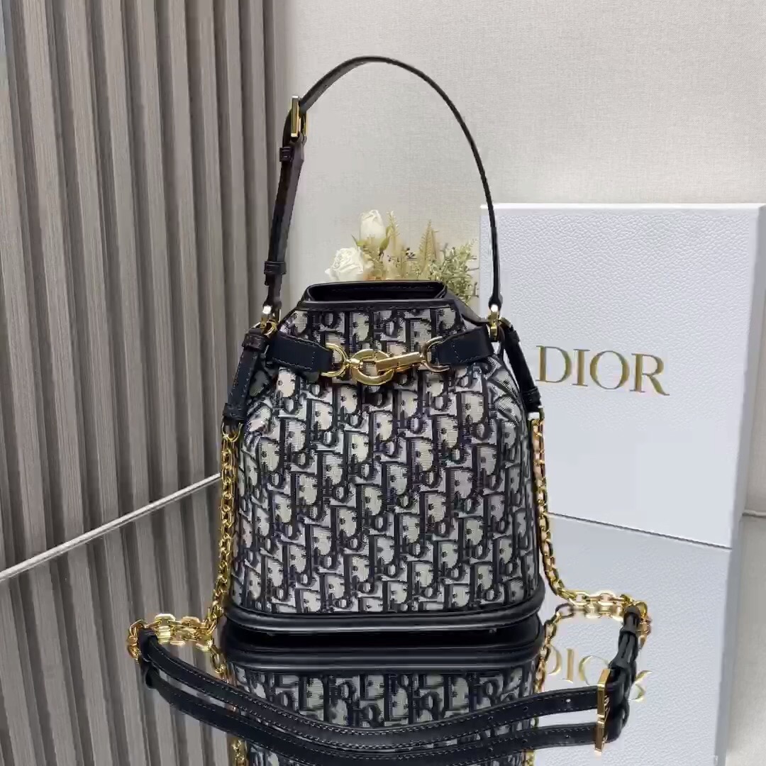Bolso cubo azul clásico con estampado, talla grande