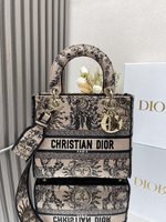 Dior Lady Taschen Handtaschen Umhängetaschen  & Schultertaschen Aprikosenfarbe Stickerei Fashion