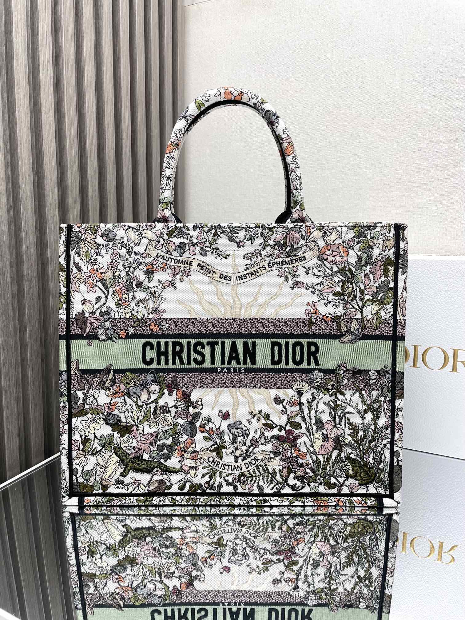 Dior Book Tote Sacs À Main Sacs Cabas Broderie de fleurs Série automne Fashion