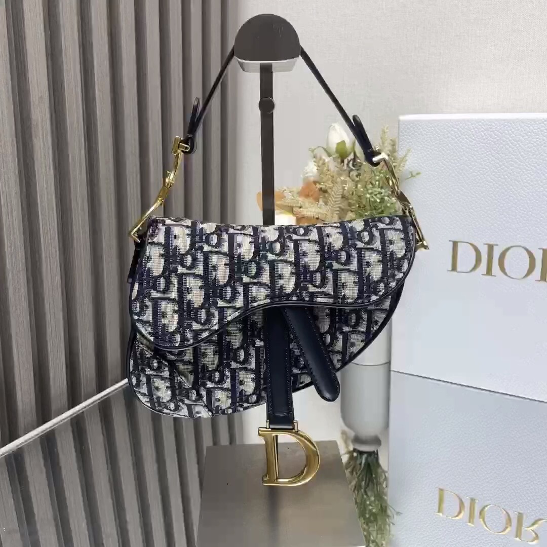Bolso silla de montar pequeño de tela azul