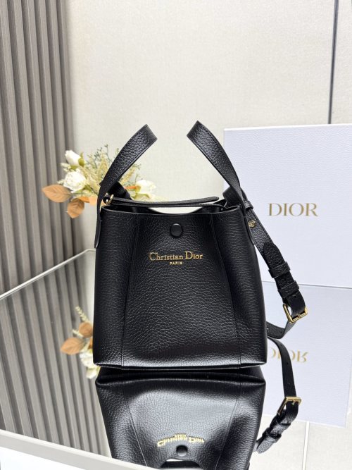 Christian Dior Signature Black Leather Bucket Bag, Small, M2840, New 2025 1 Christian Dior Signature Black Leather Bucket Bag, Small, M2840, New 2025