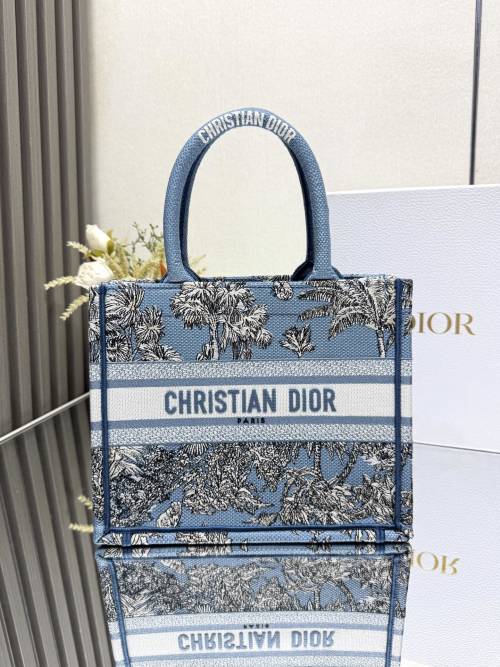 Dior Book Tote Bag, Blue Palm Print, Small Size, Embroidered Canvas 1 Dior Book Tote Bag, Blue Palm Print, Small Size, Embroidered Canvas