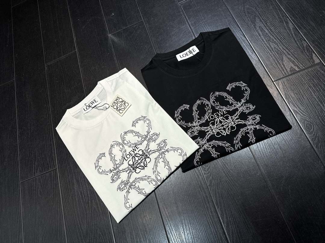 Loewe T-Shirt Crew Neck Summer New Style Double Mercerized Cotton Fabric