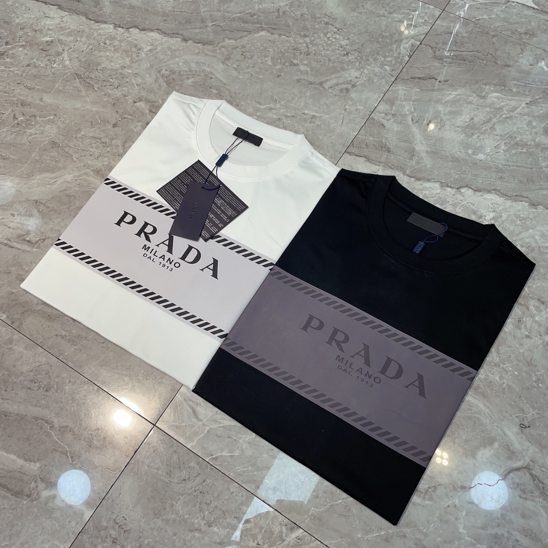 Prada Milano Crew Neck T-Shirt - Lightweight, Breathable, and Washable