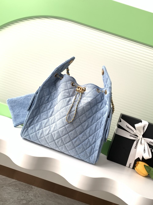 Chanel Denim Hobo Bag with Gold Chain & CC Drawstring, AS5231 1 Chanel Denim Hobo Bag with Gold Chain & CC Drawstring, AS5231
