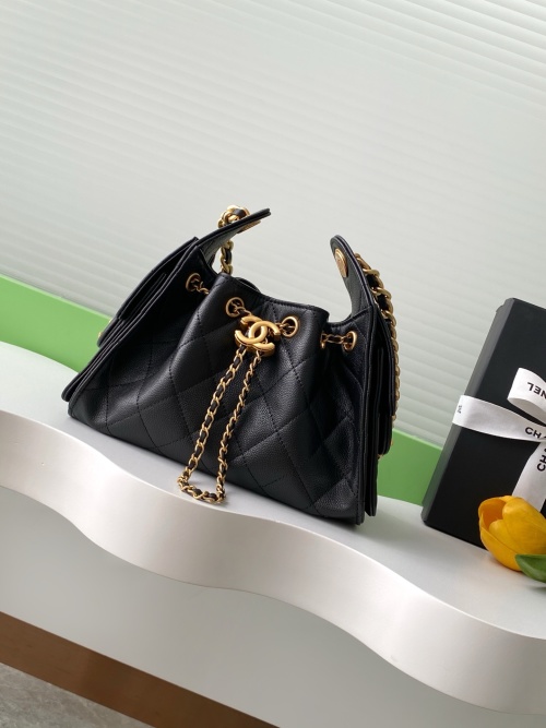 Chanel Hobo Bag Mini Black Quilted Leather with Chain, 20-22-12.5 cm 1 Chanel Hobo Bag Mini Black Quilted Leather with Chain, 20-22-12.5 cm