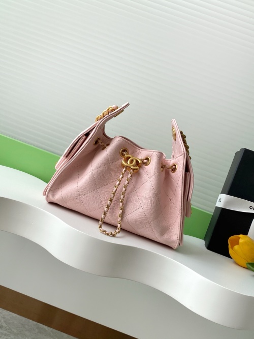 Chanel Hobo Mini Bag,Pink Quilted Leather,Gold Chain,Drawstring Bucket Bag 1 Chanel Hobo Mini Bag,Pink Quilted Leather,Gold Chain,Drawstring Bucket Bag