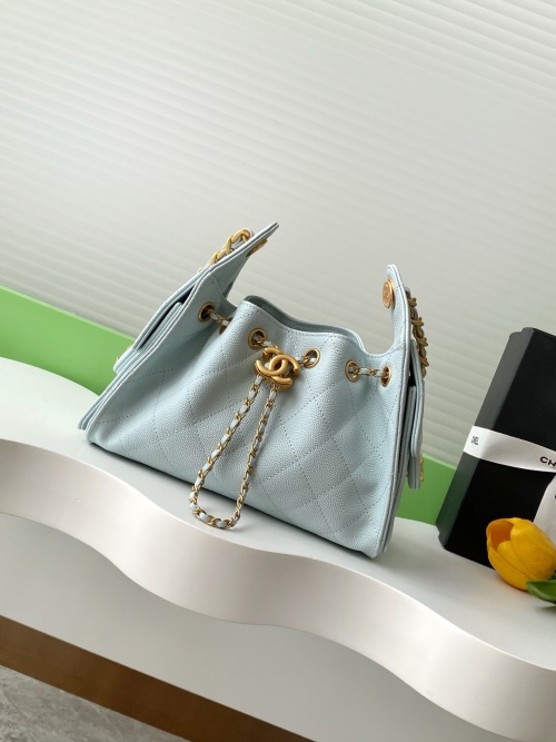 Chanel Hobo Bag, Mini Bucket Bag, Coin Button Drawstring, Light Blue 1 Chanel Hobo Bag, Mini Bucket Bag, Coin Button Drawstring, Light Blue