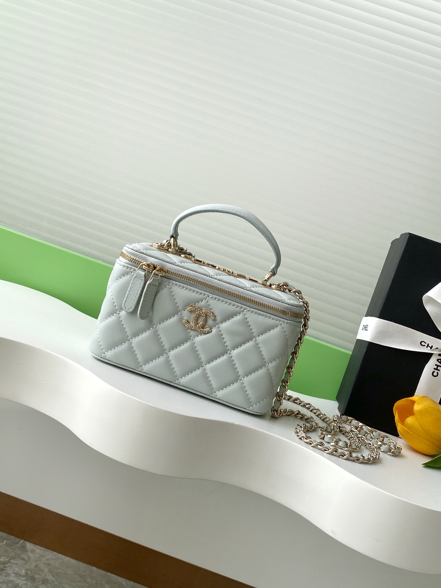Chanel Trendy CC WOC Vanity Case, Lambskin Light Blue with Diamond Clasp
