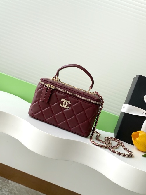 Chanel Trendy CC WOC Maroon Vanity Bag with Diamond Clasp & Chain 1 Chanel Trendy CC WOC Maroon Vanity Bag with Diamond Clasp & Chain