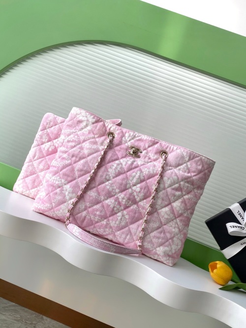 Chanel Pink Floral Quilted Beach Bag, AS5429, 28.5-37-13cm - A Stylish Tote 1 Chanel Pink Floral Quilted Beach Bag, AS5429, 28.5-37-13cm - A Stylish Tote