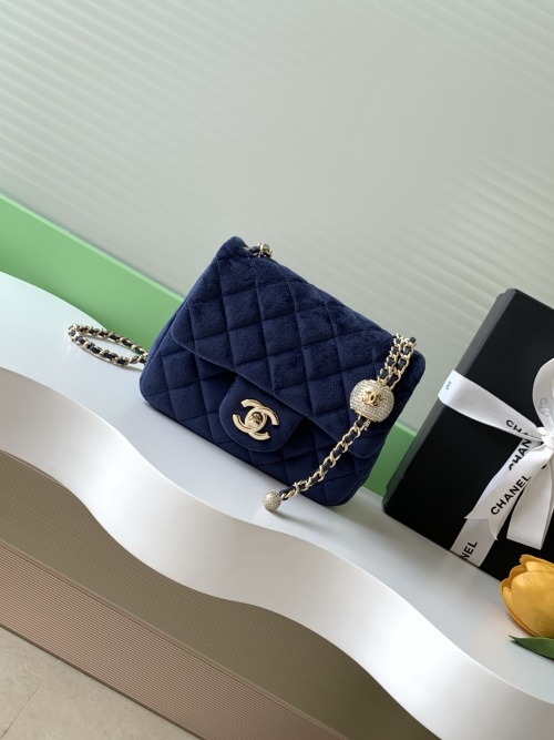 Chanel Classic Flap Velvet Bag with Diamante Ball - Stylish and Durable