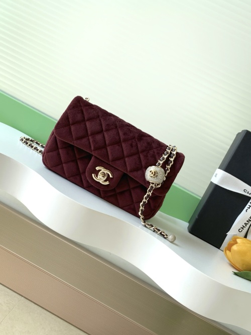 Chanel 25a Diamond Ball CF Velvet Bag, Elegant Design & High-Quality Material