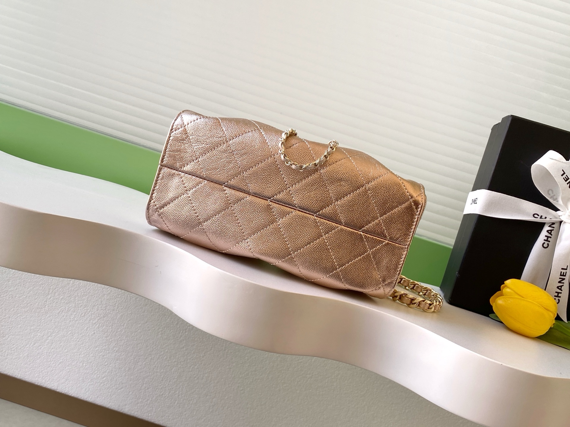 Chanel Drawstring Hobo Metallic rose gold shoulder everyday