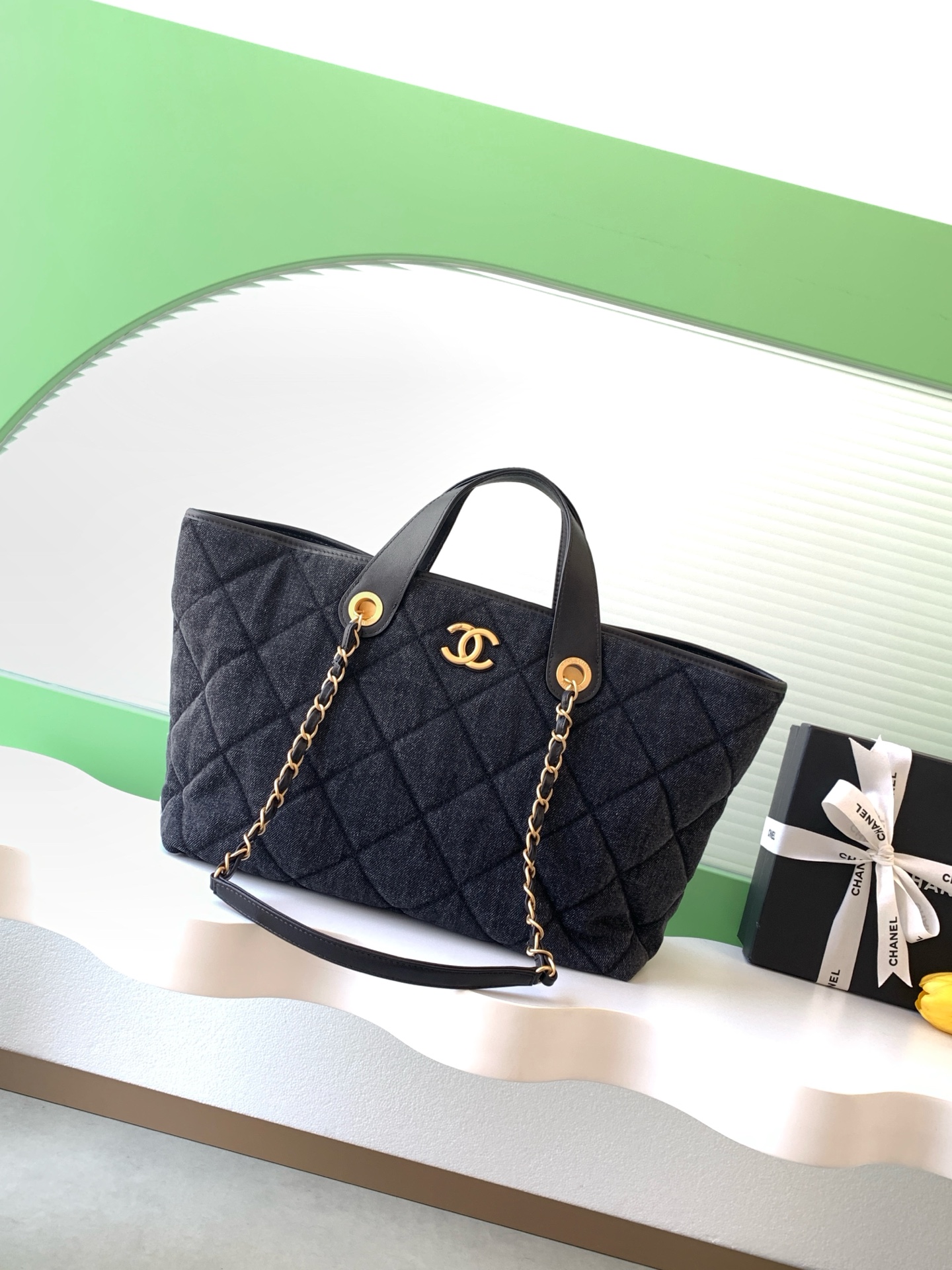 Chanel Dark Denim Black tote everyday