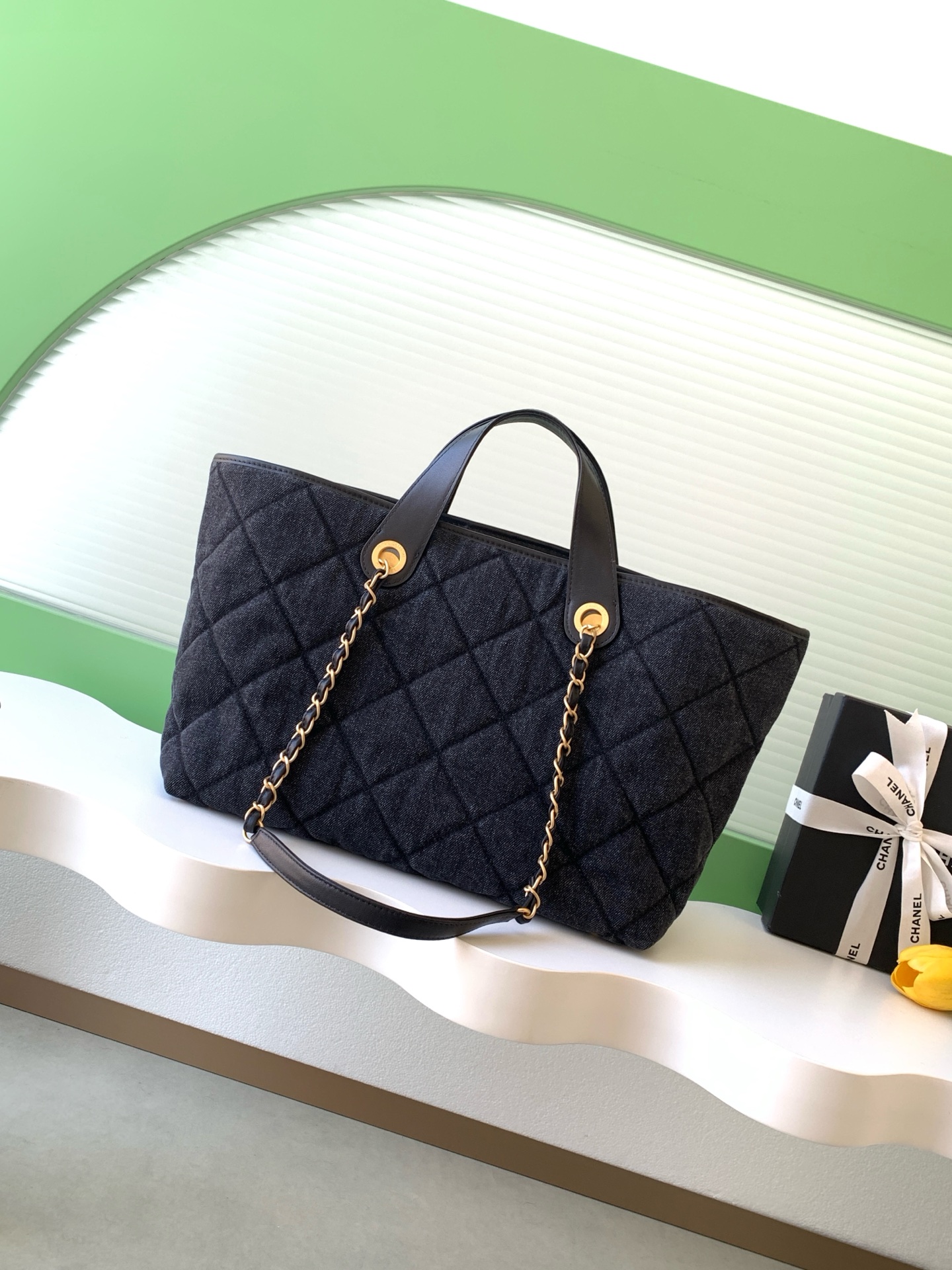 Chanel Dark Denim Black tote everyday