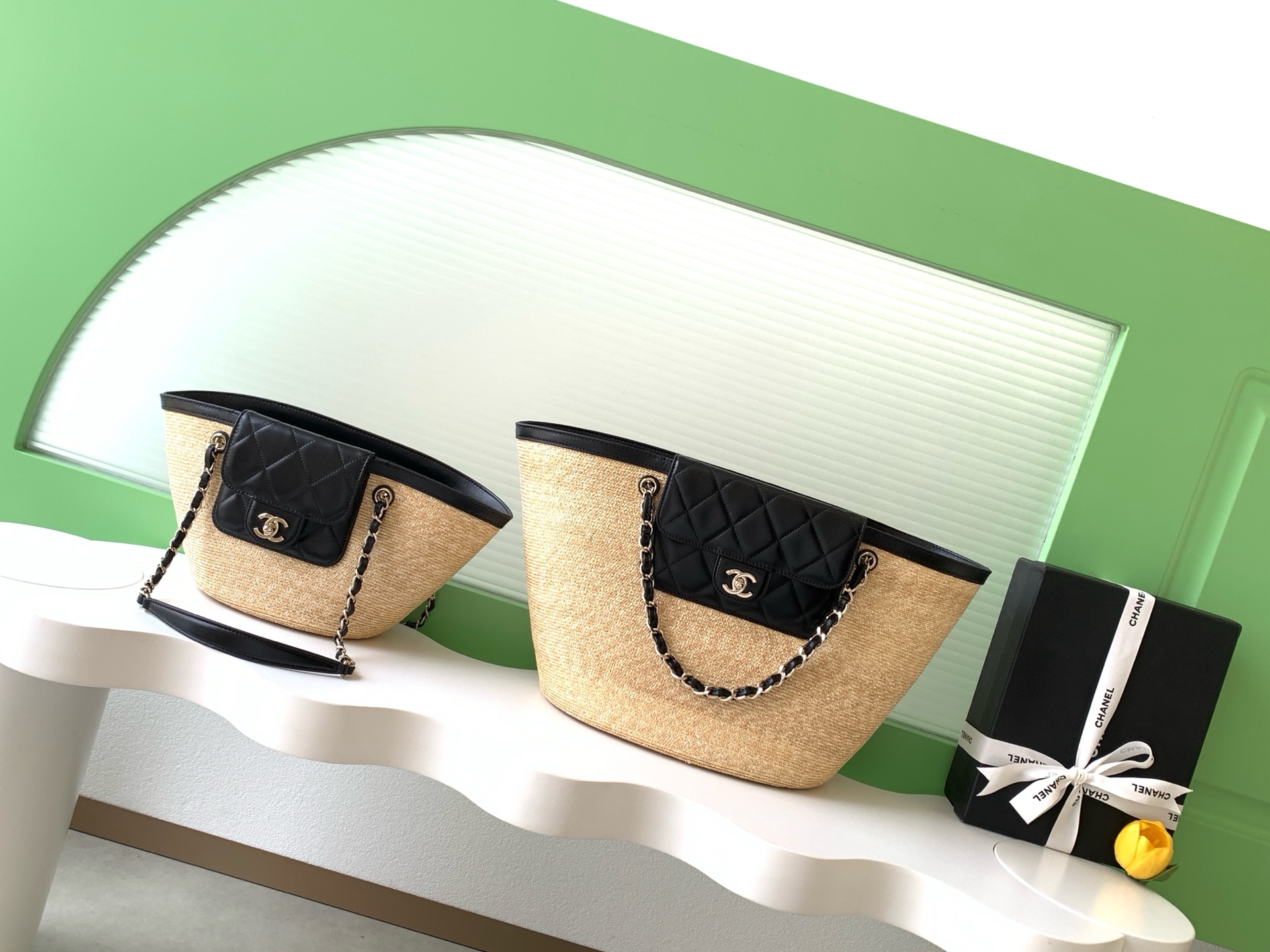 Chanel Beige and Black tote everyday